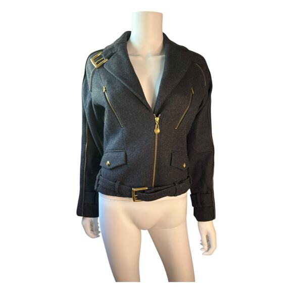 Pink Tartan Wool Moto Jacket - Picture 1 of 11